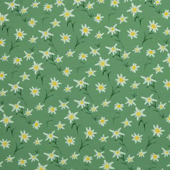 Baumwolljersey Alpenliebe Edelweiß auf Grün by Swafing von Mrs. Mint Design